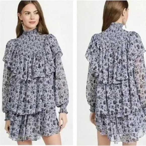 cinq a sept Dresses & Skirts - *Like New* Cinq A Sept Drew Coquette Georgette Mini Dress in Morning Fog Size 8